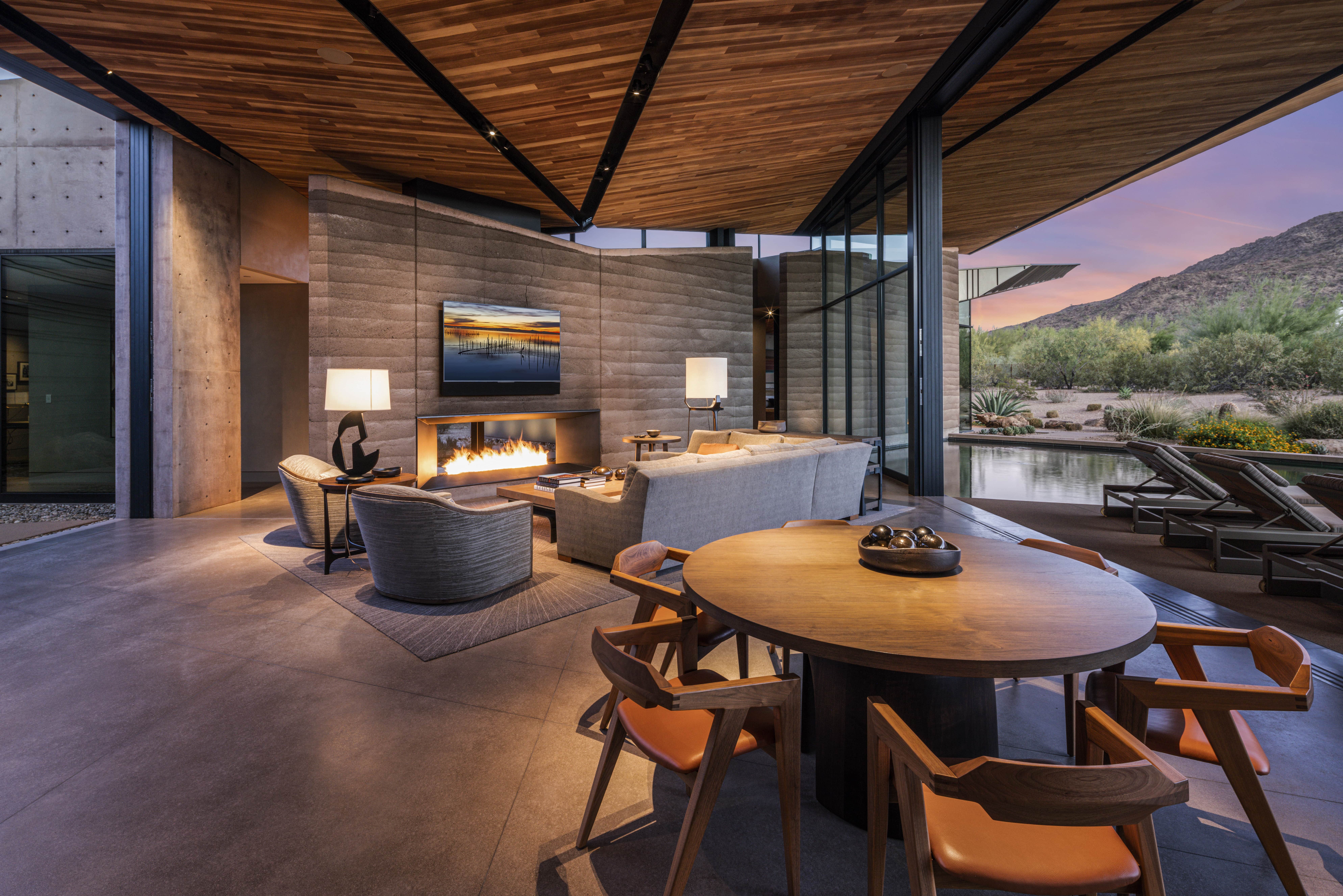 A Desert Star estate interior at twilight